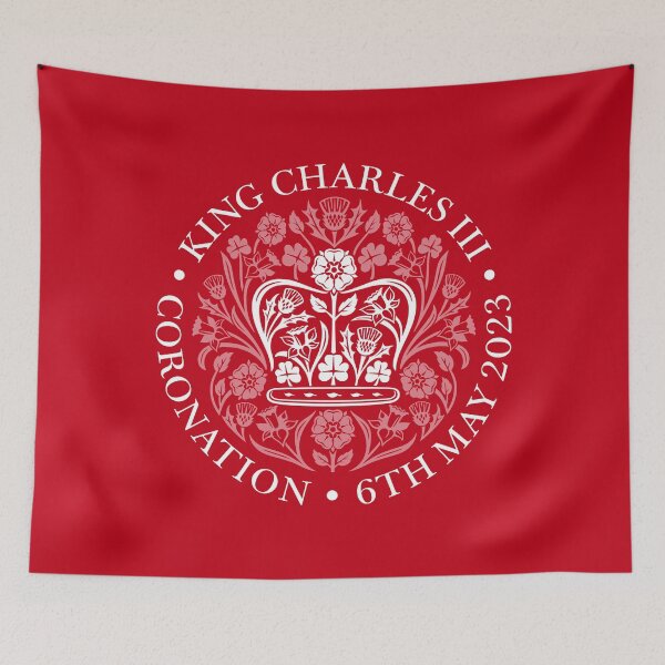 Item preview, King Charles III The Coronation Emblem 2023 White-Dark Red designed and sold by ArtCounts.