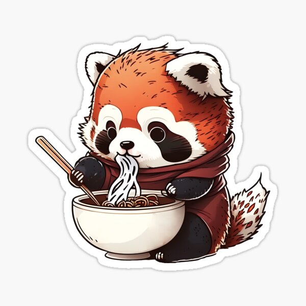 Item preview, Kawaii Red Panda Eating Ramen - A Perfect Gift for Ramen Lovers and Fans of Adorable Red Pandas! designed and sold by Shegohi.