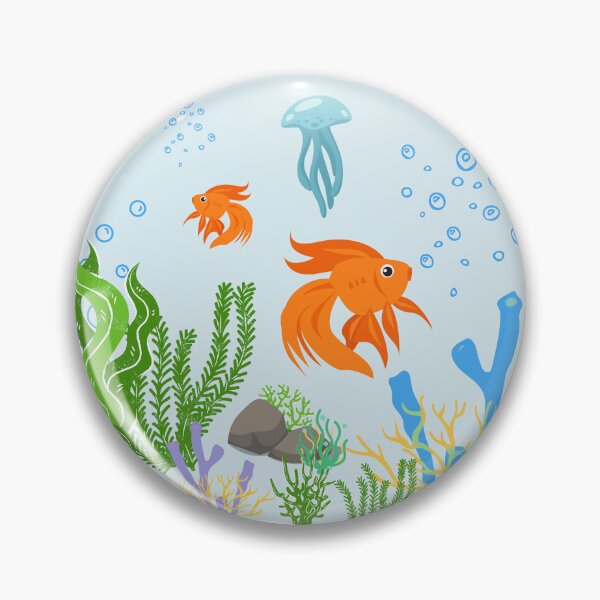 Item preview, Goldfish coral reef jellyfish sticker designed and sold by JadeNeststudio.