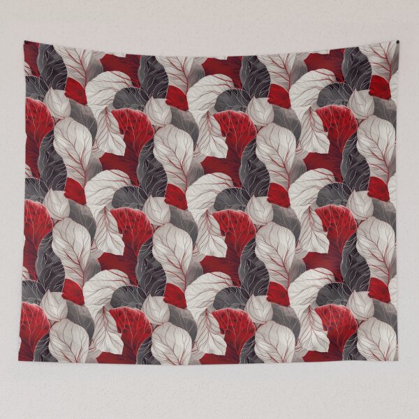 Item preview, White and red abstract organic pattern designed and sold by DyliDaily.