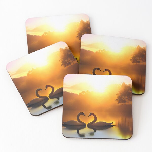 Item preview, a pair of Swans swimming on lake - Swan Wall Art designed and sold by Salah Salem.