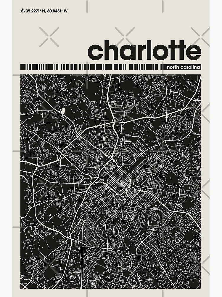 CHARLOTTE, NC  City Series Map Art Print