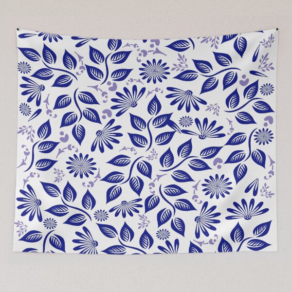 Artikelvorschau, Brillant im blauen eleganten Blumenmuster entworfen und verkauft von Strawberry Spiced Designs.