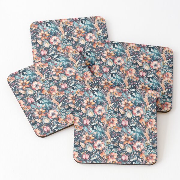 Item preview, Floral seamless pattern on dark background designed and sold by mliotard.