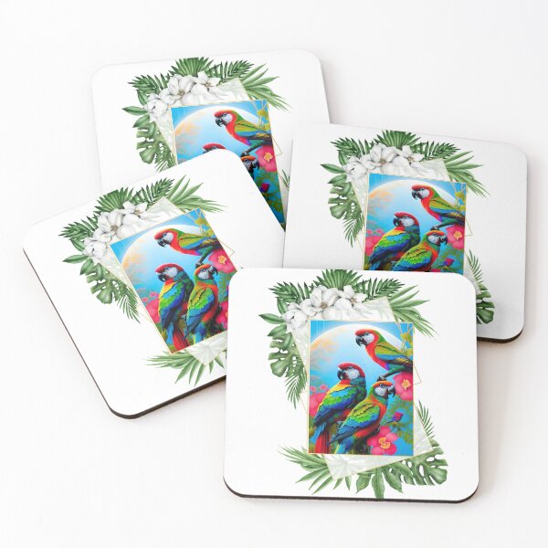 Item preview, Parrots in a Tropical Floral Frame designed and sold by MxA19.