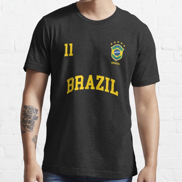 Brasil Brazil Soccer Jersey Football Number 11 Brazilian Fla Essential T- Shirt for Sale by favor-store