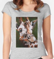 Giraffe, acrylic on canvas Women's Fitted Scoop T-Shirt
