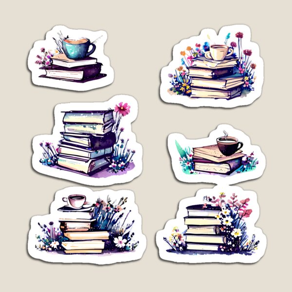 Artikelvorschau, Aufkleberpaket für Kaffee und Bücher entworfen und verkauft von MerWishes.