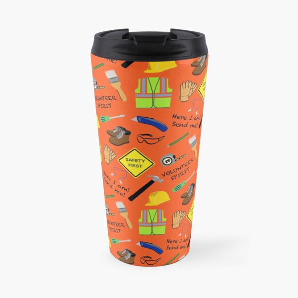 Safety First Construction Volunteer Orange Travel Mug