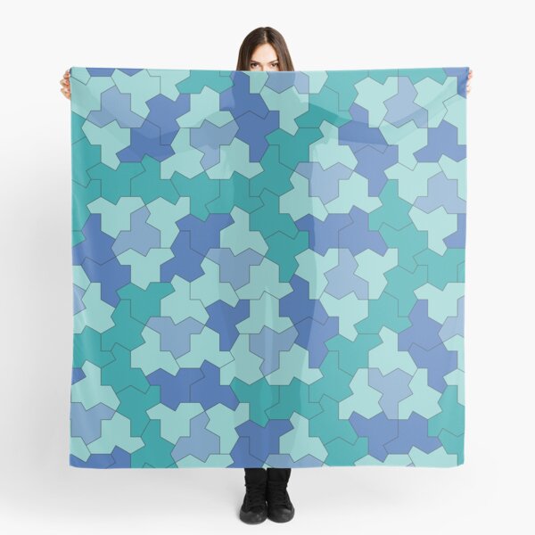 Aperçu de l'œuvre Tuiles monotiles apériodiques d'Einstein, formes d'Einstein en bleu et vert créée et vendue par Polyglot Creations.