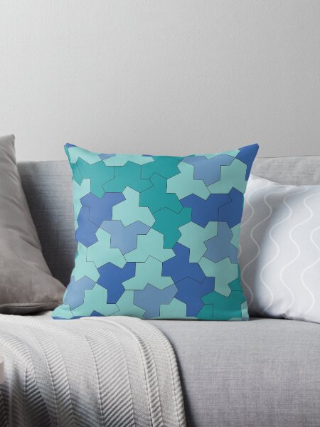 Aperçu de l'œuvre Tuiles monotiles apériodiques d'Einstein, formes d'Einstein en bleu et vert créée et vendue par Polyglot Creations.