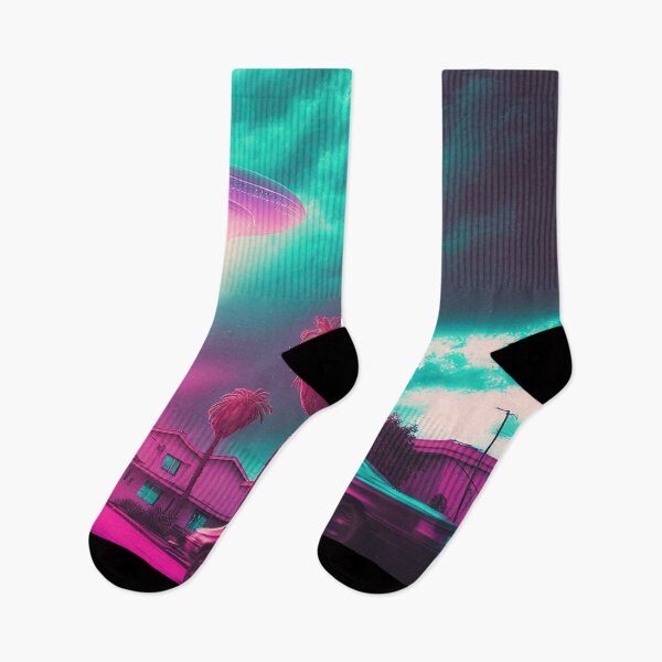 Item preview, Nostalgic Alien Invasion: A Vaporwave Artwork of Extraterrestrial Encounter designed and sold by Mullet Monkey.