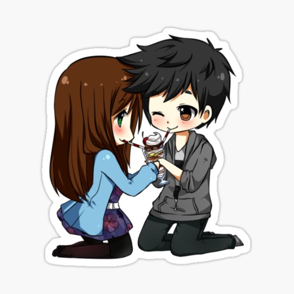 Cute anime couple kissing Sticker for Sale by NermyCupcakes