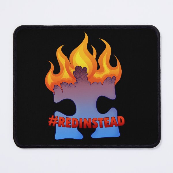 Item preview, Red Instead Autism Awareness Burning Puzzle Piece designed and sold by PictionaryModus.