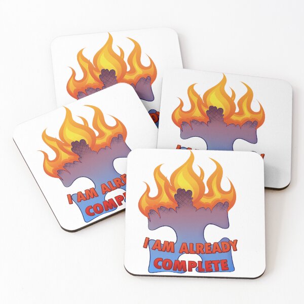 Item preview, I Am Already Complete Red Instead Autism Awareness Burning Puzzle Piece designed and sold by PictionaryModus.