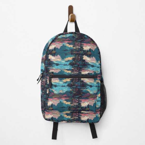 Artikelvorschau, Pattern Lake Reflecting Peaceful Landscape Cartoon Style entworfen und verkauft von Arncil.