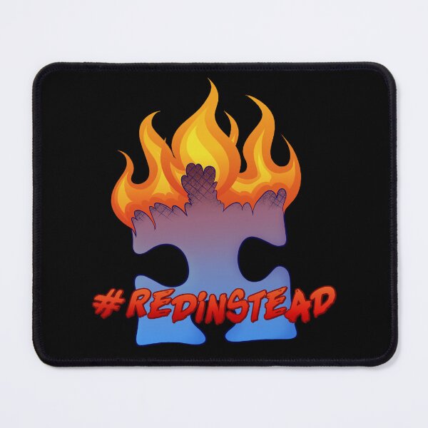 Item preview, Red Instead Autism Awareness Burning Puzzle Piece designed and sold by PictionaryModus.