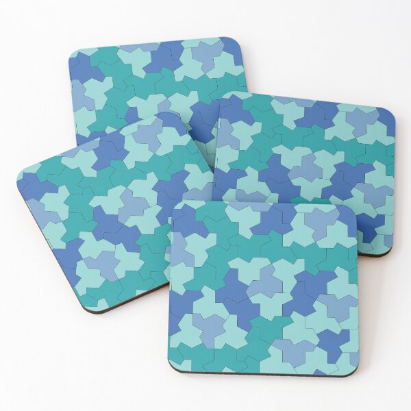 Item preview, Aperiodic Monotile Einstein Tiles, Einstein Shapes in Blue and Green designed and sold by Polyglot Creations.