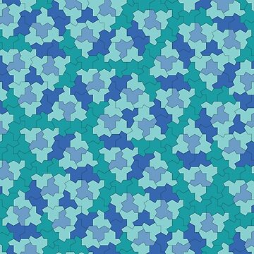 Artwork thumbnail, Aperiodic Monotile Einstein Tiles, Einstein Shapes in Blue and Green by Polyglot Creations