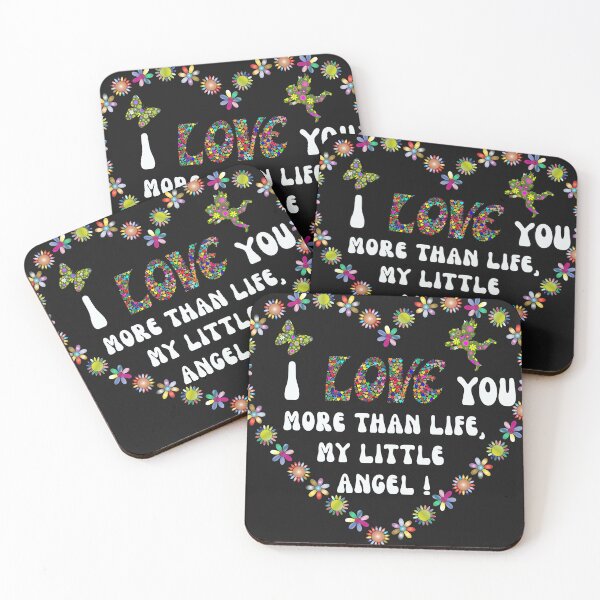 Aperçu de l'œuvre Je t'aime plus que la vie, mon petit ange ! - coeur avec fleurs et papillons créée et vendue par Withloveandhope.
