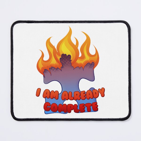 Item preview, I Am Already Complete Red Instead Autism Awareness Burning Puzzle Piece designed and sold by PictionaryModus.