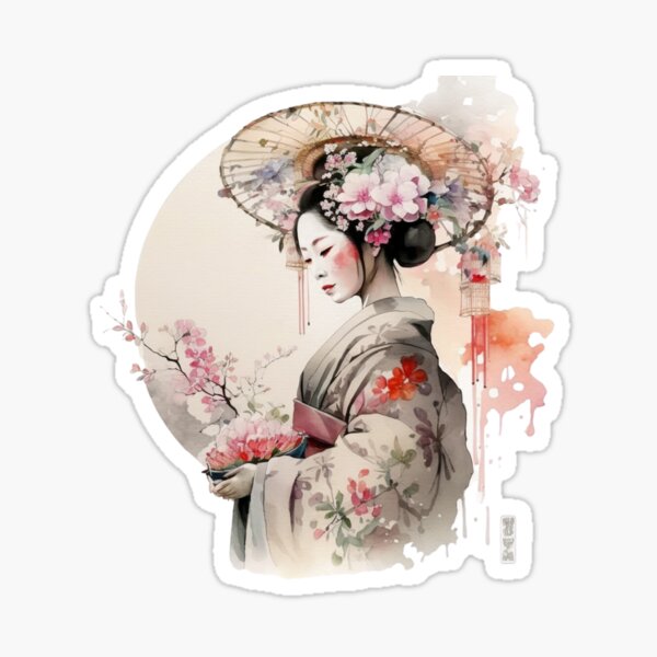 Item preview, Flower Geisha in Watercolor designed and sold by ModernStyle610.