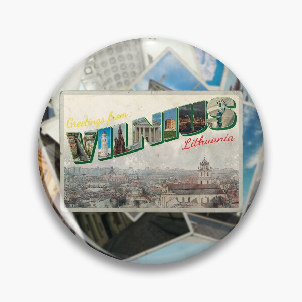 Item preview, Greetings from Vilnius in Lithuania Vintage style retro souvenir designed and sold by DeveloperProp0.