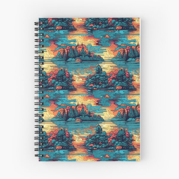 Item preview, Pattern Calm Forest Reflected in a Lake Cartoon Style designed and sold by Arncil.