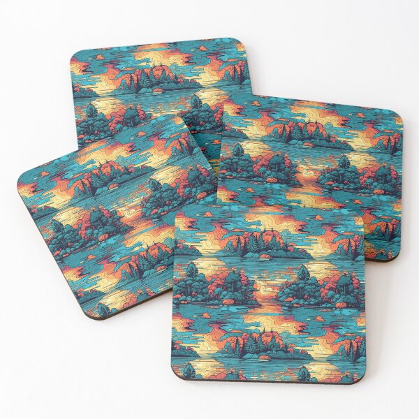 Item preview, Pattern Calm Forest Reflected in a Lake Cartoon Style designed and sold by Arncil.