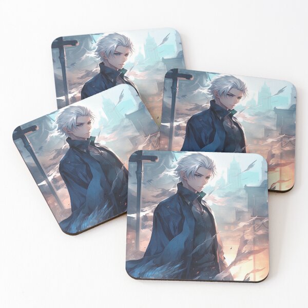 Item preview, Dibujo hombre cabello plateado antiguo con ciudad en llamas designed and sold by Device VN.