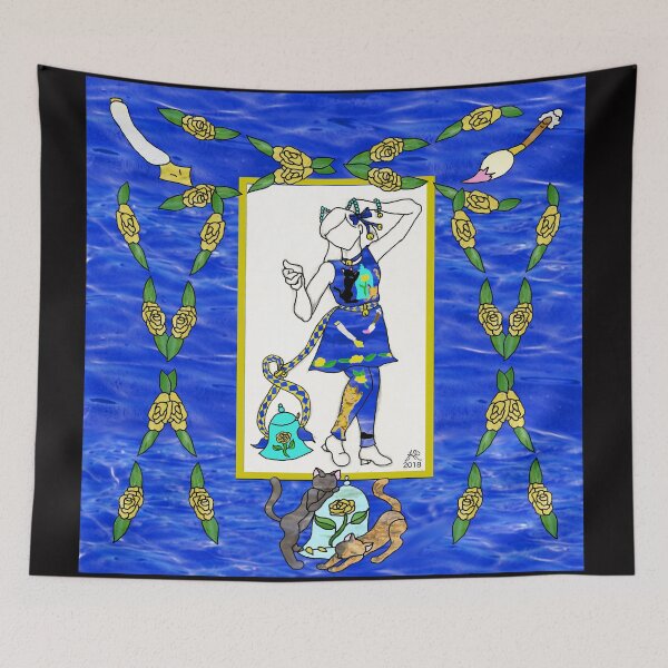 Item preview, Stained Glass Kitties- Blue version designed and sold by LanDiMonk.