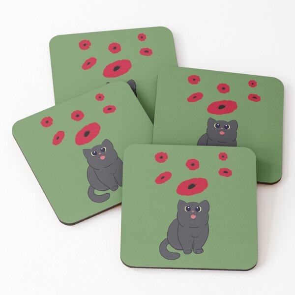 Item preview, Black cat and red flowers designed and sold by viewtl.