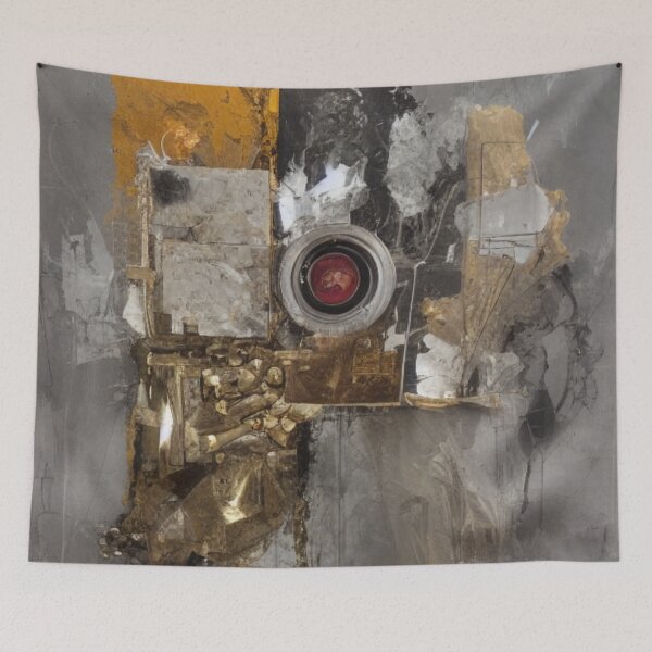 Item preview, Shimmering Horizons: Mixed Media Abstract Painting with Gold and Silver Foil designed and sold by ArtazaBazaar.