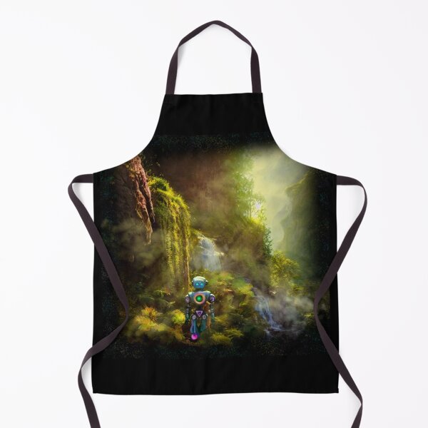 Item preview, Cute Robot walking at a Cliff with Waterfall designed and sold by Pixelbloomz.