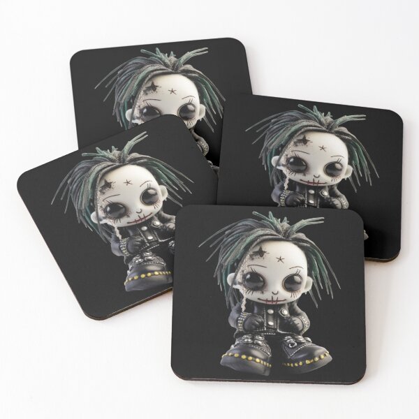 Item preview, Cyber Goth Japanese Chibi Doll - Black Heart Series  designed and sold by TVBArchive.