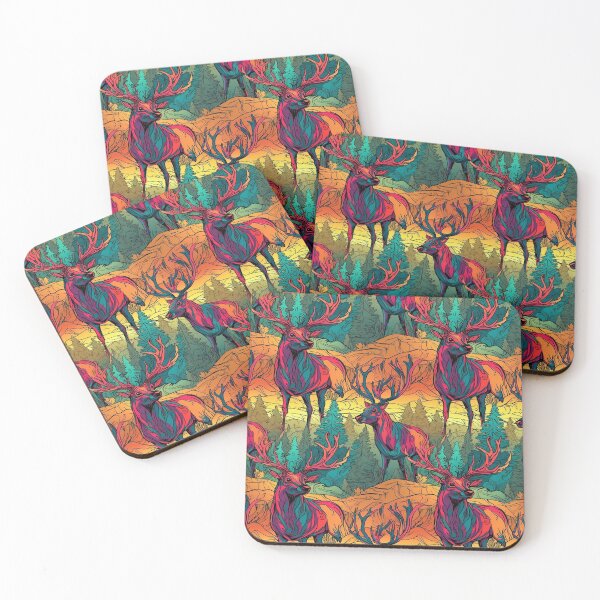 Item preview, Pattern Majestic Elks Trippy Colors Cartoon Style designed and sold by Arncil.