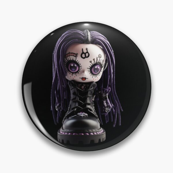 Artikelvorschau, Cyber Goth Purple Hair Chibi Doll - Black Heart Series entworfen und verkauft von TVBArchive.