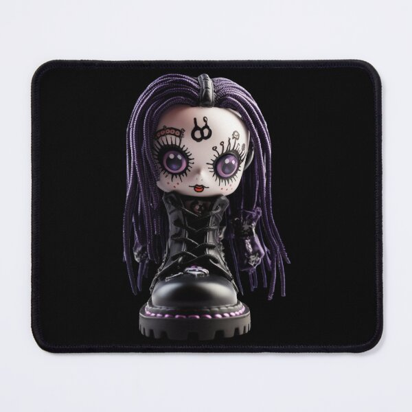 Artikelvorschau, Cyber Goth Purple Hair Chibi Doll - Black Heart Series entworfen und verkauft von TVBArchive.