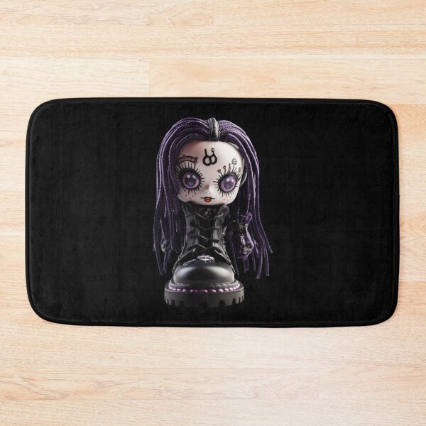 Item preview, Cyber Goth Purple Hair Chibi Doll - Black Heart Series  designed and sold by TVBArchive.
