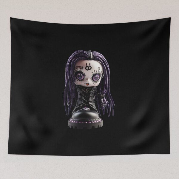 Item preview, Cyber Goth Purple Hair Chibi Doll - Black Heart Series  designed and sold by TVBArchive.