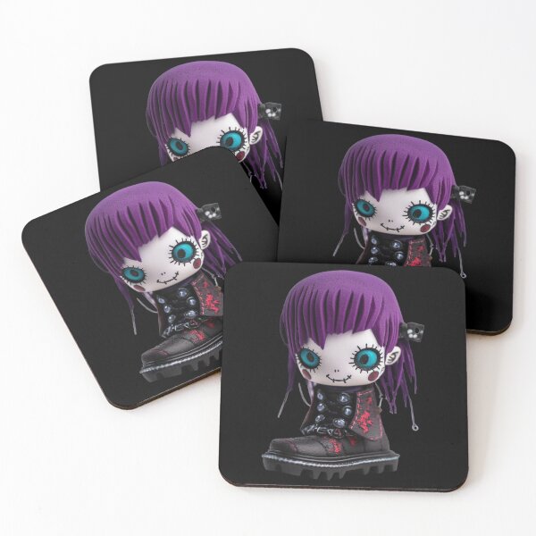 Item preview, Cyber Goth Purple Hair Chibi Doll - Black Heart Series  designed and sold by TVBArchive.