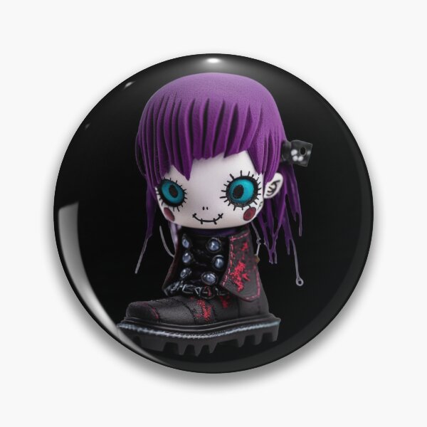 Artikelvorschau, Cyber Goth Purple Hair Chibi Doll - Black Heart Series entworfen und verkauft von TVBArchive.