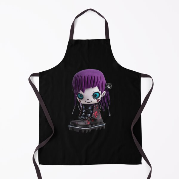 Item preview, Cyber Goth Purple Hair Chibi Doll - Black Heart Series designed and sold by TVBArchive.