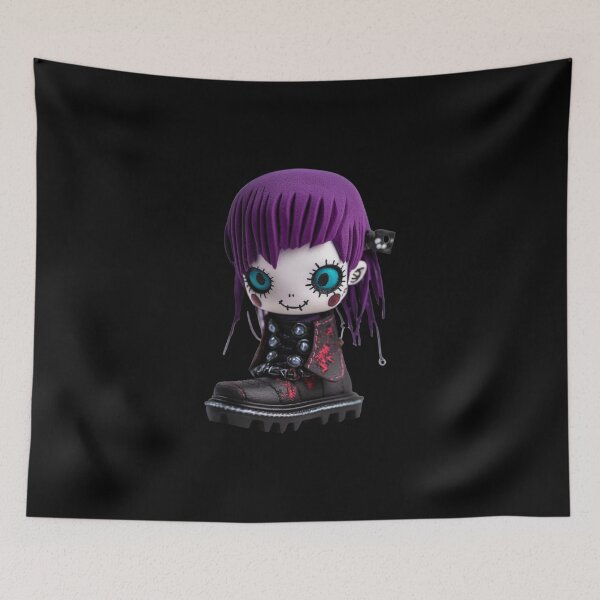 Item preview, Cyber Goth Purple Hair Chibi Doll - Black Heart Series  designed and sold by TVBArchive.