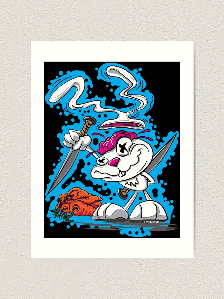 【一点物イラストアート】Killer Bunny【F0号】現代アート 新版 一点物イラストアート】Killer Bunny【F0号】現代アート