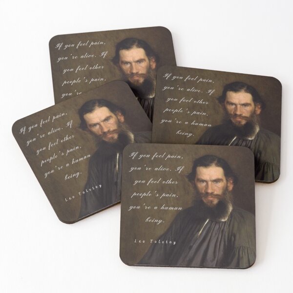 Item preview, Leo Tolstoy portrait and quote: If you feel pain, you're alive, designed and sold by artbleed.