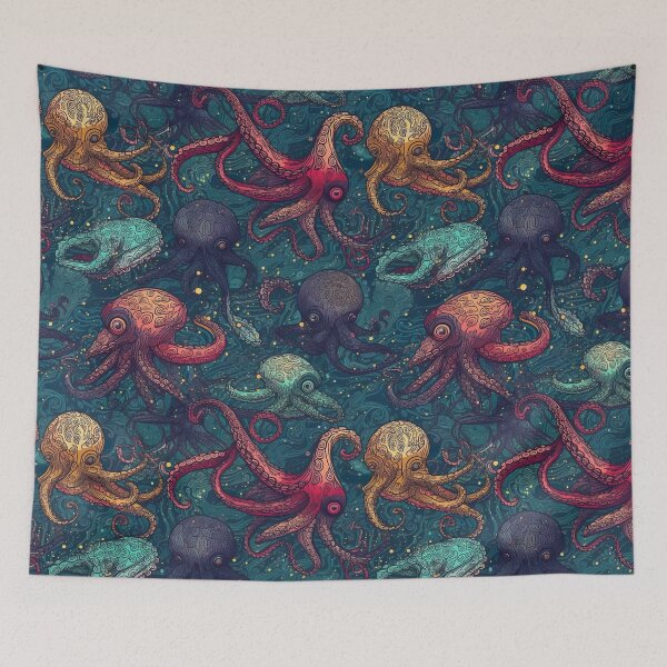 Item preview, Octopus in the sea - pattern endless designed and sold by PoppinArtFox.