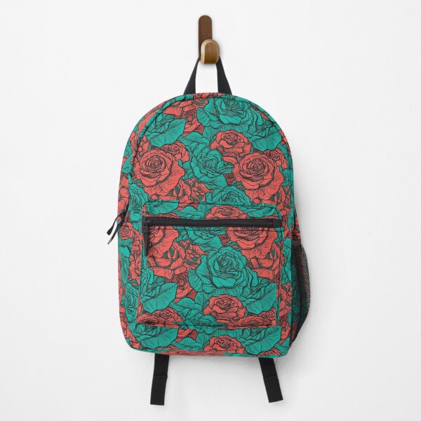Item preview, Pattern Crimson Cyan Roses Blooming Cartoon Style designed and sold by Arncil.