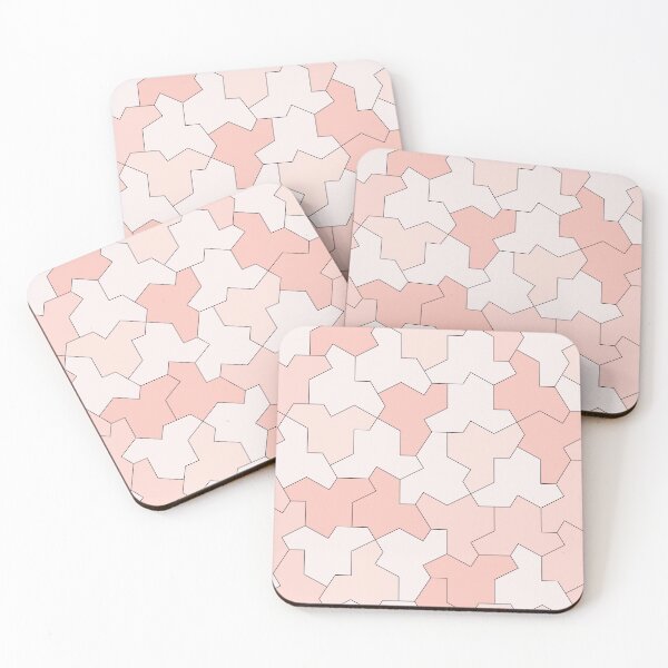 Item preview, Aperiodic Monotile Einstein Tiles, Einstein Shapes in Peach and Pink Tones designed and sold by Polyglot Creations.