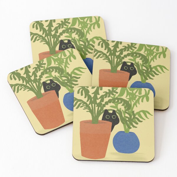 Item preview, Black cat in the plant pots designed and sold by imohayes.